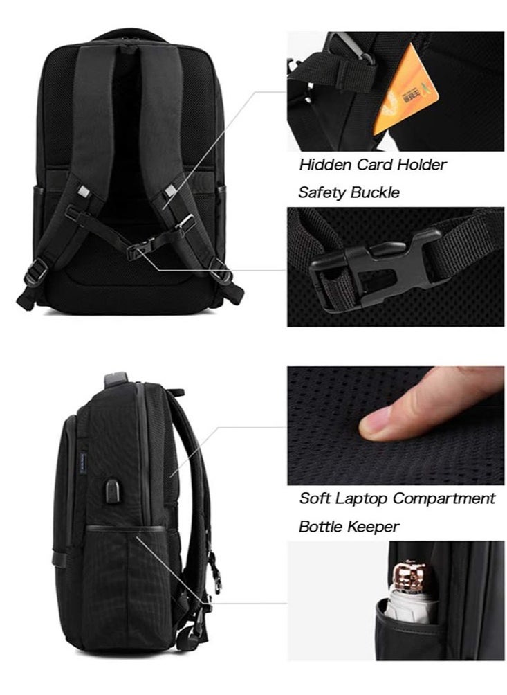 ARCTIC HUNTER - Classic Travel Laptop Backpack, School Bag with USB Charging Port and Laptop Compartment for Men,Black - Image 1