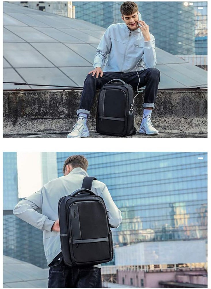 ARCTIC HUNTER - Classic Travel Laptop Backpack, School Bag with USB Charging Port and Laptop Compartment for Men,Black - Image 1