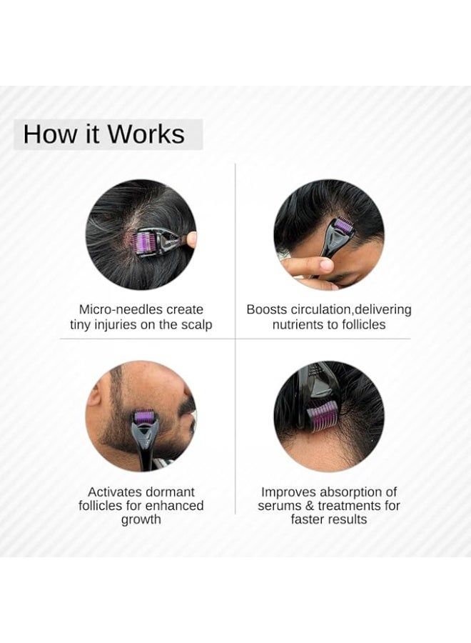 BARE ANATOMY Derma Roller for Hair Growth | 0.25 mm with 540 Titanium Micro Needles | Stimulates Hair Follicles & Improves Scalp Circulation - Image 5