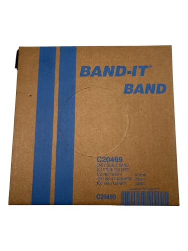 BAND-IT C20499 201 Stainless Steel Bright Annealed Finish Band, 1/2" Width X 0.030" Thick, 100 Feet Roll - Image 2