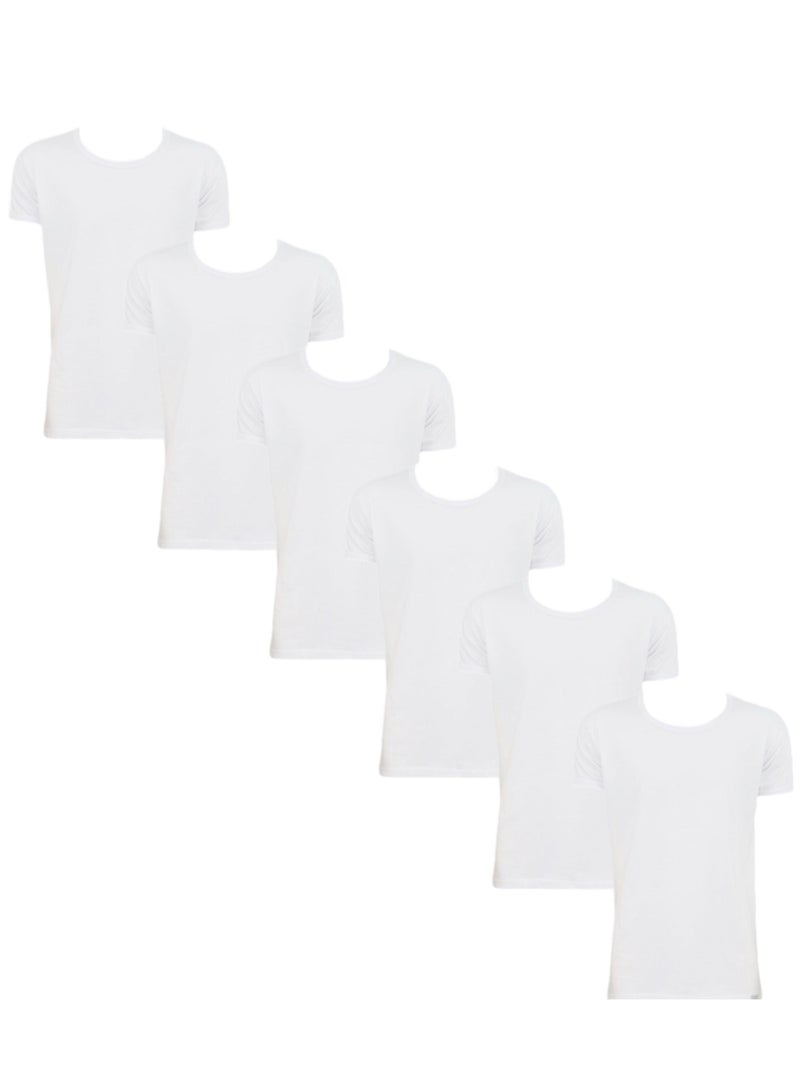 Rayan 6 - Pieces RAYAN Round Neck Undershirt Cotton White - Image 1