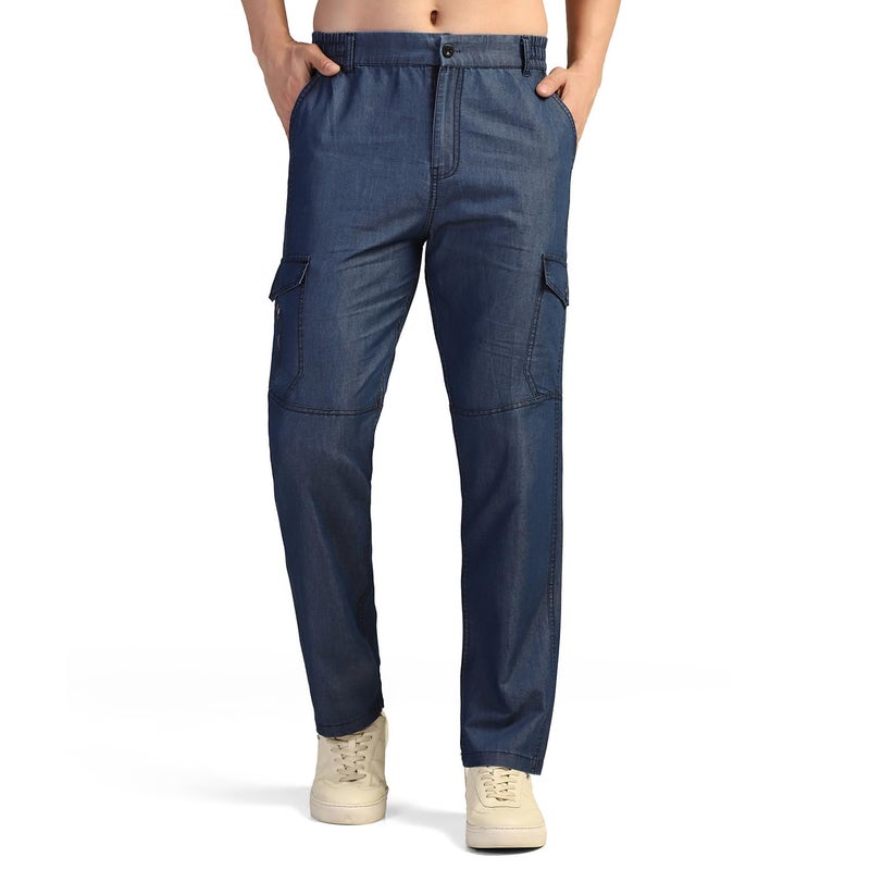 TOPLOT Men's Regular Fit Causal Trouser || Pant for Man || Jeans for Man (Cargo-Jeans-5259-Light Blue-34) - Image 2