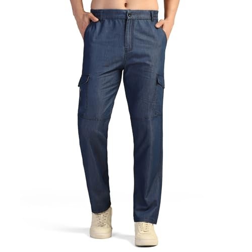 TOPLOT Men's Regular Fit Causal Trouser || Pant for Man || Jeans for Man (Cargo-Jeans-5259-Light Blue-34) - Image 1