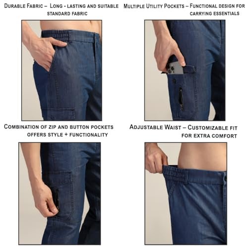 TOPLOT Men's Regular Fit Causal Trouser || Pant for Man || Jeans for Man (Cargo-Jeans-5259-Light Blue-34) - Image 3