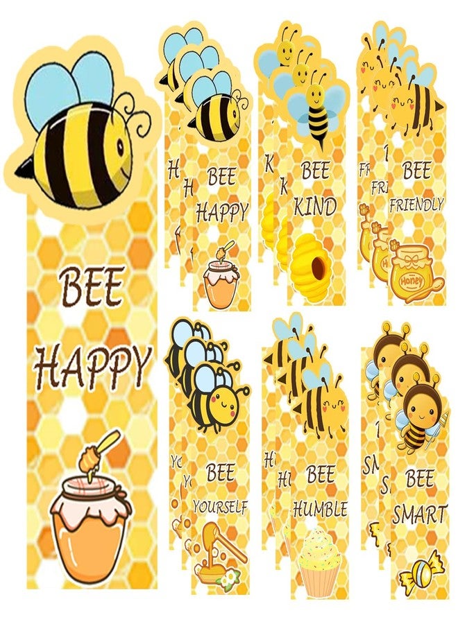 Besttile Cute Bee Bookmarks,1.6 * 5.5Inch Motivational Paper Bookmark Pack,60PCS Book Marks for Reading,Class Supplies for Students in Bulk,Fun Bookmarks - Image 1