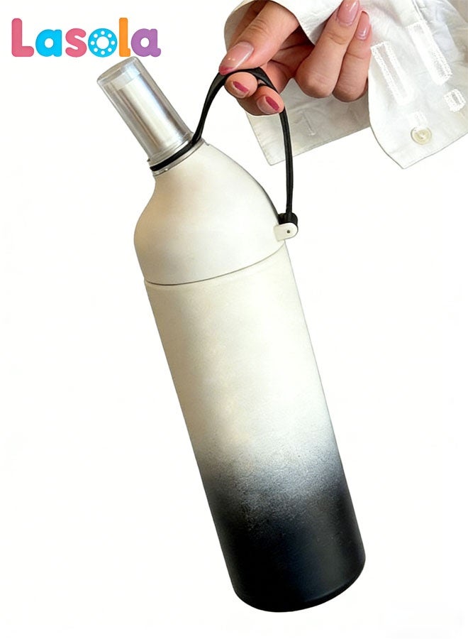 Lasola Water Bottle,Vacuum Insulated Water Bottle,Stainless Steel Vacuum Insulated Tumbler with Lid,Straw and handle for Water, Iced Tea or Coffee, Smoothie and More, Hot Cold Liquids Sports Bottle,800ml,Leak Proof, White - Image 1