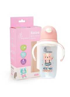 R for Rabbit Premium Baloo Baby Straw Sipper Bottle ;10 Fl Oz ; Anti Spill Sippy Cup With Soft Silicone Straw Bpa Free & Non Toxic For Baby Or Kids Of 12+ Months(300 Ml Pink)  - Image 1