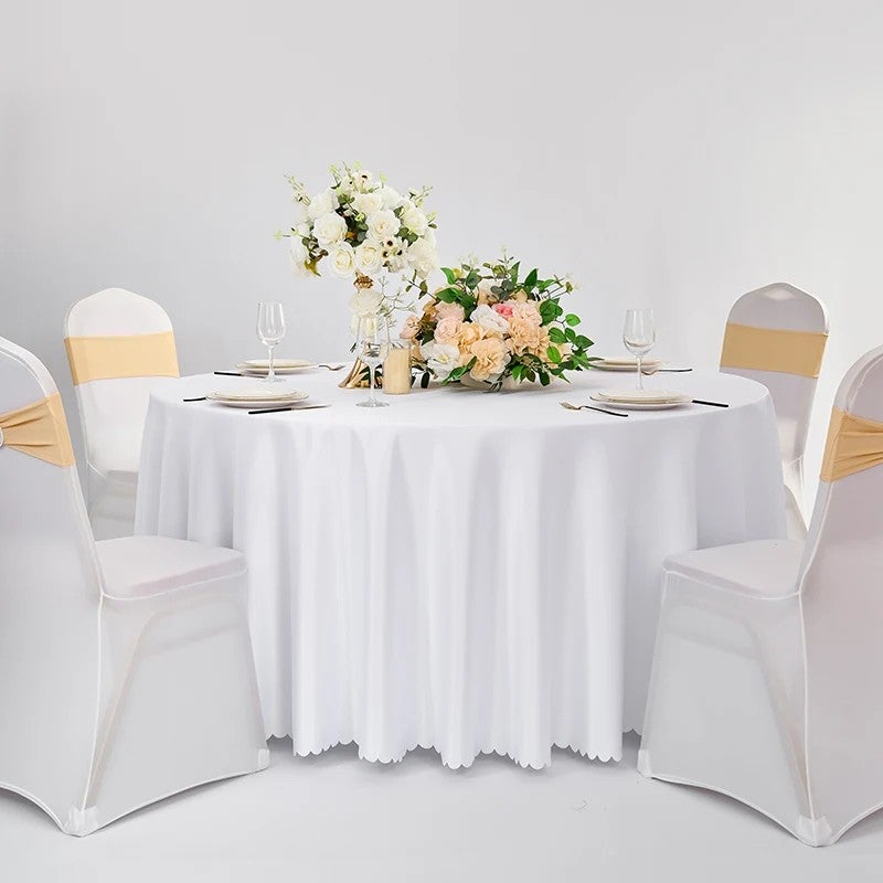 Y&D Modern Satin Tablecloth with Woven Table Runner and Single-Sided Table Skirt for Hotel and Restaurant Use – Elegant Table Runners for Banquet, Wedding & Event Decor - Image 1