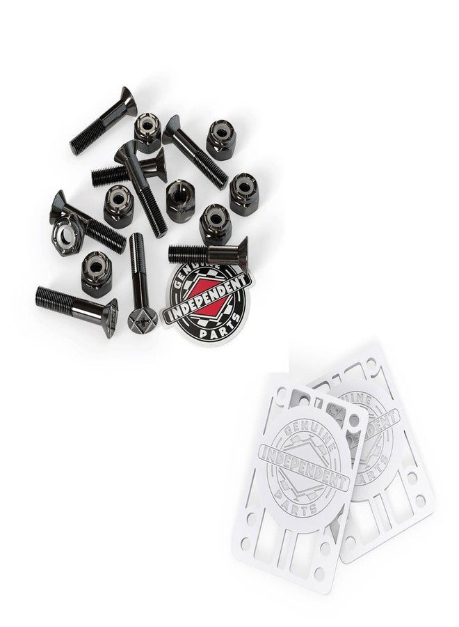INDEPENDENT Trucks Skateboard Hardware 1" Phillips + White 1/8" Indy Risers - Image 1