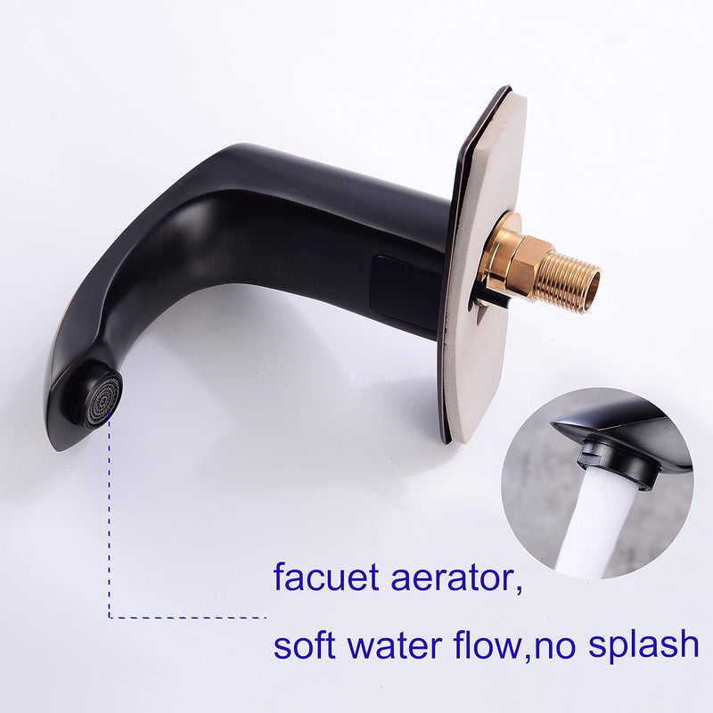 HOOMEE Automatic Touchless Bathroom Sink Faucet Sensor Motion Activated Commercial Faucets Hands Free Infrared Residential Basin Tap with Deck Plate Water Mixer Valve Control Box (Matte Black) - Image 4
