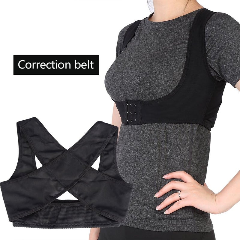 klarako Back Posture Corrector for Men and Women,Adjustable Back Back Brace Correction Belt, Elastic Back Straightener Designed for Correction of Kyphosis, Sagging Breasts(L-Black) - Image 3