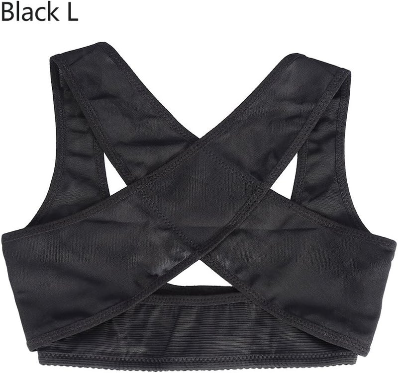 klarako Back Posture Corrector for Men and Women,Adjustable Back Back Brace Correction Belt, Elastic Back Straightener Designed for Correction of Kyphosis, Sagging Breasts(L-Black) - Image 1