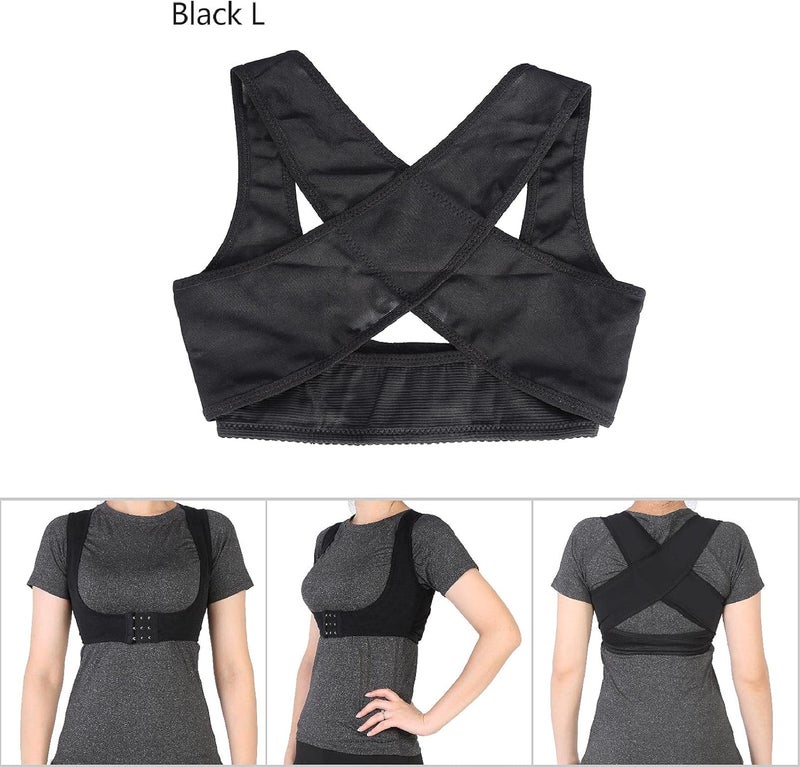 klarako Back Posture Corrector for Men and Women,Adjustable Back Back Brace Correction Belt, Elastic Back Straightener Designed for Correction of Kyphosis, Sagging Breasts(L-Black) - Image 5
