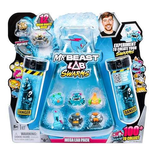 MrBeast Lab Swarms Mega Lab 12 Pk Chaos Chomper Experiment by Adding Water Shaking The Test Tube Revealing 12pk of 1 MrBeast Collectible Characters Includes Special Edition Panther - Image 1