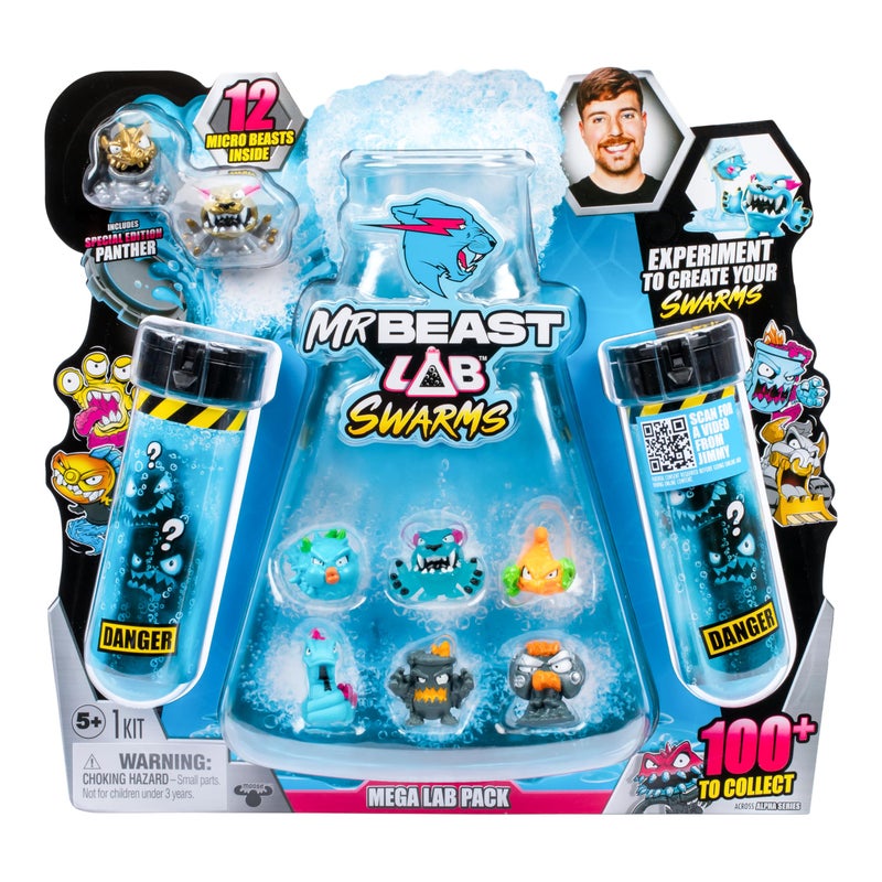 MrBeast Lab Swarms Mega Lab 12 Pk Chaos Chomper Experiment by Adding Water Shaking The Test Tube Revealing 12pk of 1 MrBeast Collectible Characters Includes Special Edition Panther - Image 4