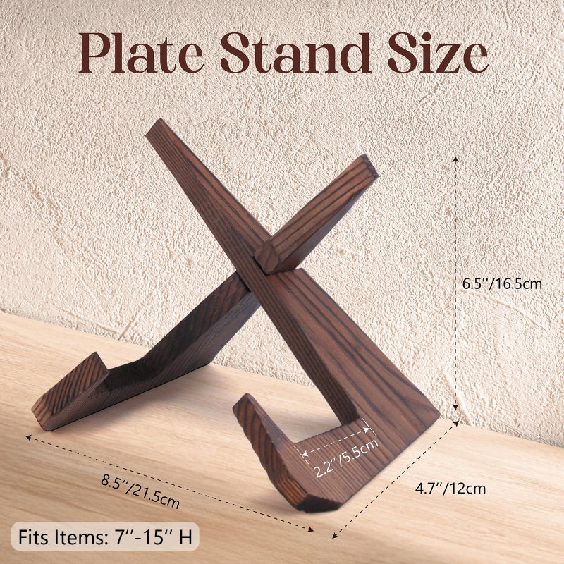 XKDOUS 6.5 Inch Plate Stand for Display Rustic Wooden Cookbook Holder Stand for Kitchen Decorative Picture Frame Holder Display Holder for Book, Easel - Image 3