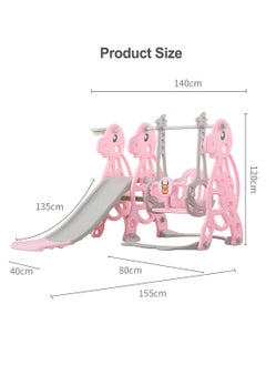 MaBaby 4 in 1 Toddler Slide Swing Set Indoor Baby Slide Includes Slide Swing Basketball Hoop and Climber Freestanding Slide Climber Playset Toy  - Image 2