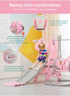 MaBaby 4 in 1 Toddler Slide Swing Set Indoor Baby Slide Includes Slide Swing Basketball Hoop and Climber Freestanding Slide Climber Playset Toy  - Image 5