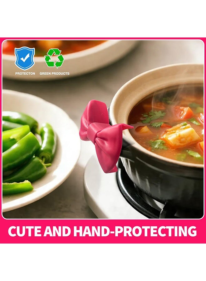 2pcs Silicone Bow Pot Holders - Cute Kitchen Gadgets for Funny Cooks,Heat Resistant Oven Grips White Elephant Gag Gifts for Adults Fun Stocking Stuffers - Image 4