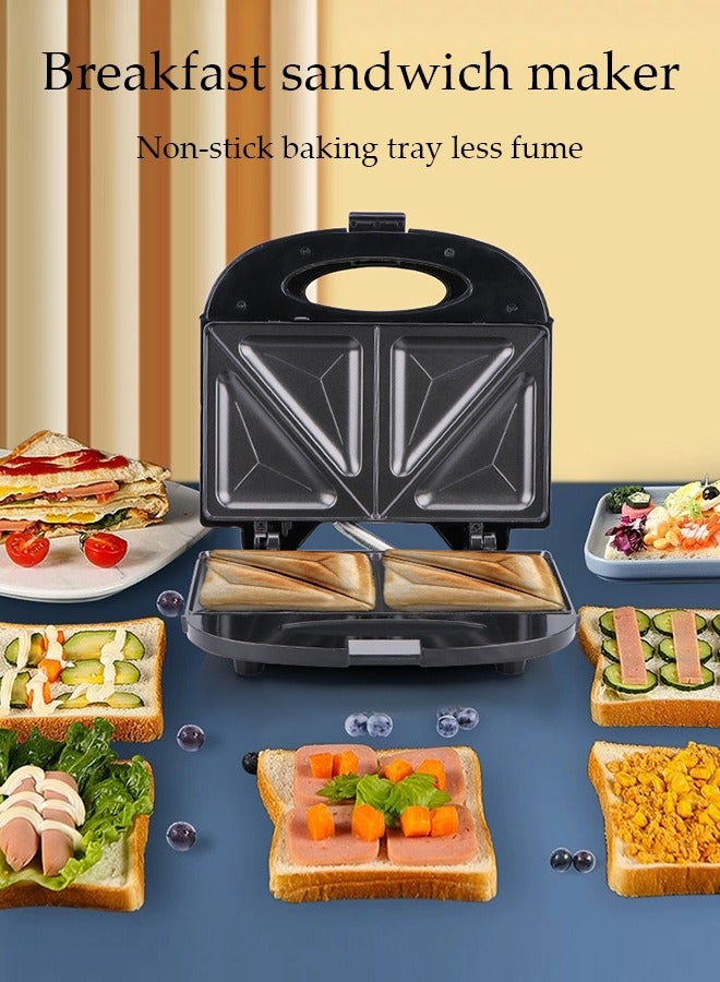 DUNISO Sandwich maker, multifunctional snack machine, portable breakfast machine, automatic temperature control, double sided heating, with non stick coating, suitable for toast, waffles, donuts，black  - Image 5