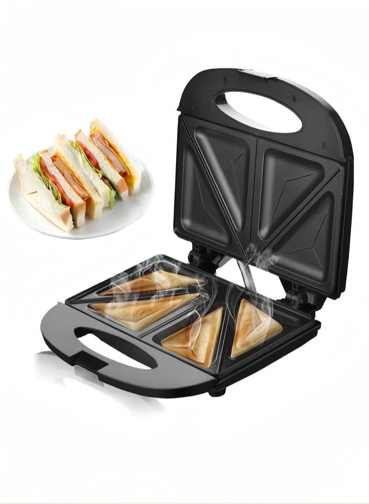 RAF Sandwich maker, multifunctional snack machine, portable breakfast machine, automatic temperature control, double sided heating, with non stick coating, suitable for toast, waffles, donuts，black - Image 1