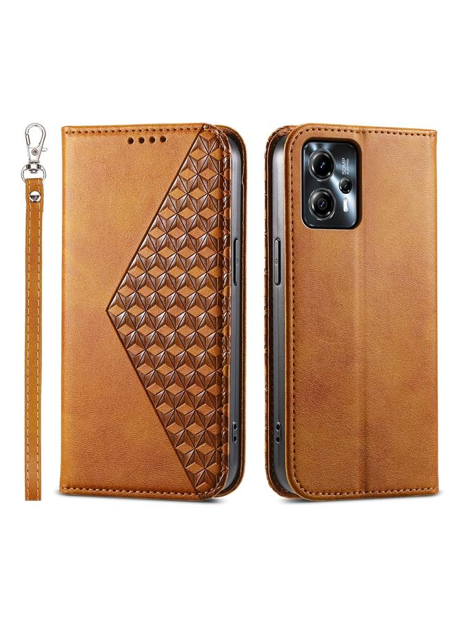 S-TOP Case For Motorola Moto G24 Cubic Grid Calf Texture Magnetic Leather Phone Case - Image 1