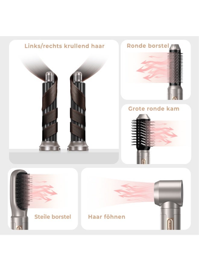 UKLISS 1400W High Speed Hair Blow Dryer Brush 6 in 1 Set, Professional Salon Hot Air Styler, Auto Curling Iron, Straightening & Volumizing Brushes, Low Noise Anti-Frizz - Image 5