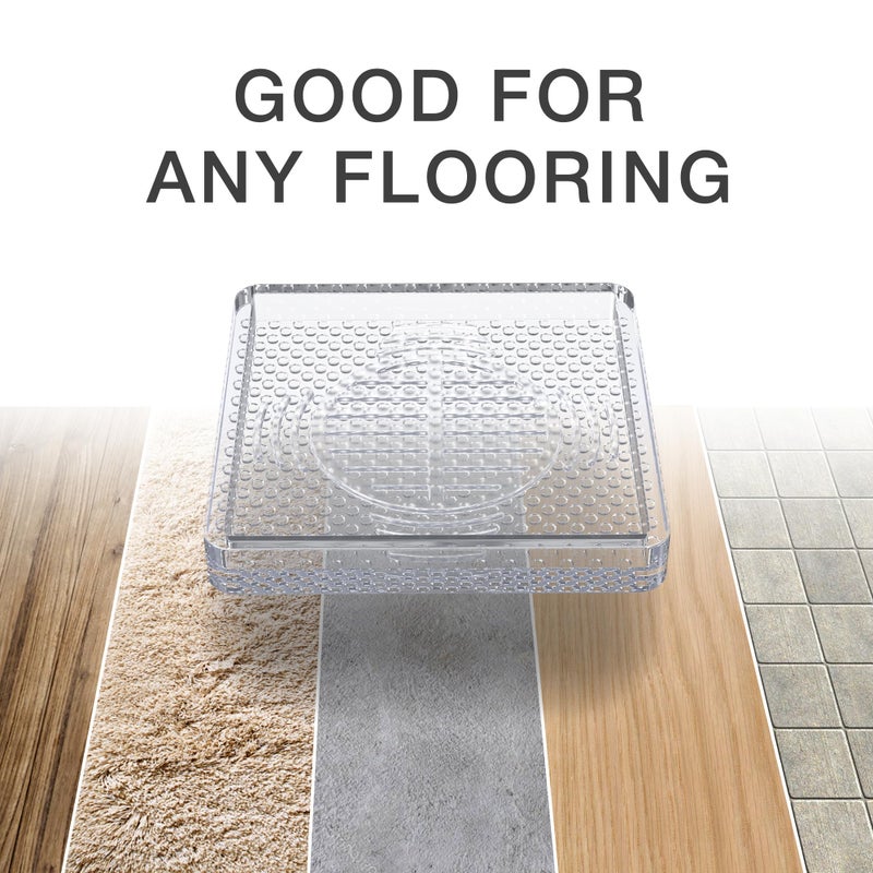 X-Protector Furniture Cups - 4 PCS 3" - Non Slip Furniture Pads for Hardwood Floors - Transparent Floor Protectors - Bed Stoppers to Prevent Sliding - Keep Furniture from Sliding on Floor! (Square) - Image 4