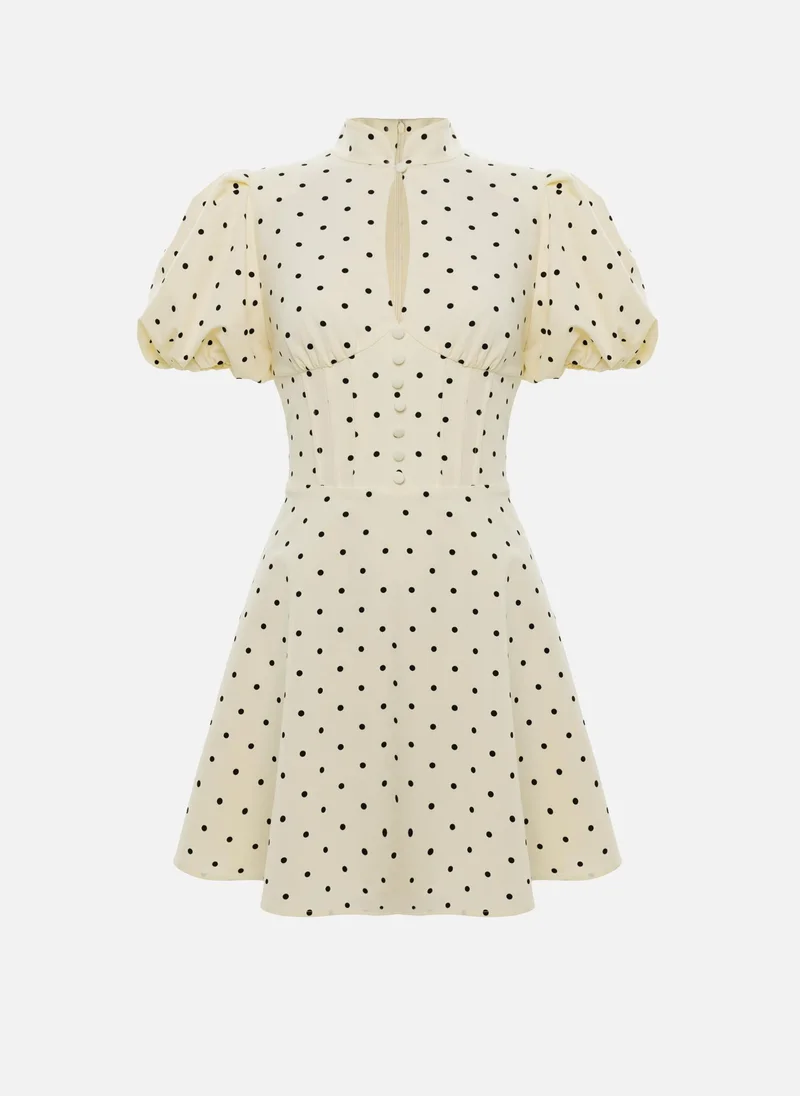 ليتشي فستان قصير منقط بأكمام واسعة