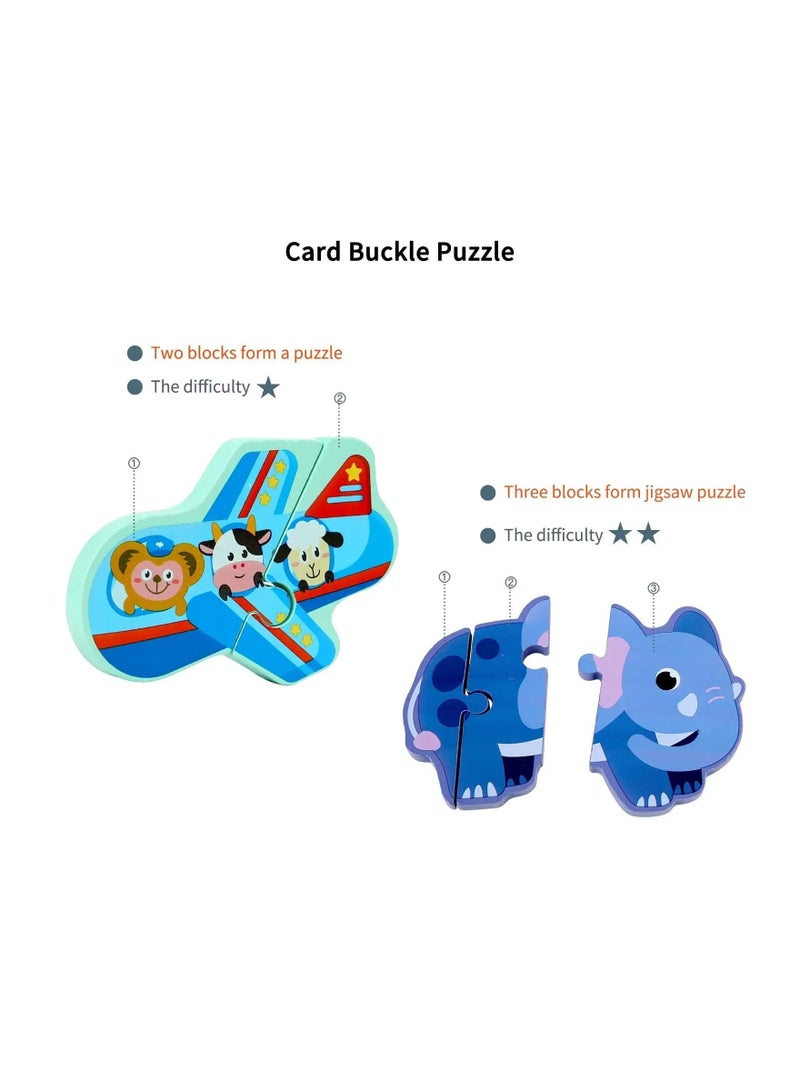 أحجية مكتنزة - خشبية للأطفال من سن 2-4 سنوات ما قبل المدرسة للأولاد والبنات ألعاب خشبية لهدايا التعلم للأطفال على شكل حيوانات الغابة - Image 4