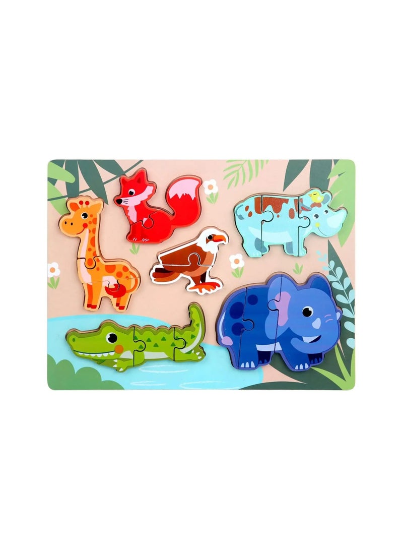 أحجية مكتنزة - خشبية للأطفال من سن 2-4 سنوات ما قبل المدرسة للأولاد والبنات ألعاب خشبية لهدايا التعلم للأطفال على شكل حيوانات الغابة - Image 2