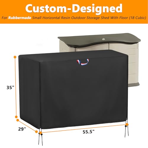Guisong Outdoor Storage Shed Cover for RubberMaid, Waterproof Rubber Made Outdoor Storage Deck Box Cover 4.5Ft ,Heavy Duty Patio Cabinet Covers for Lawn Furniture, 55.5"W x 29"D x 35"H - Image 2