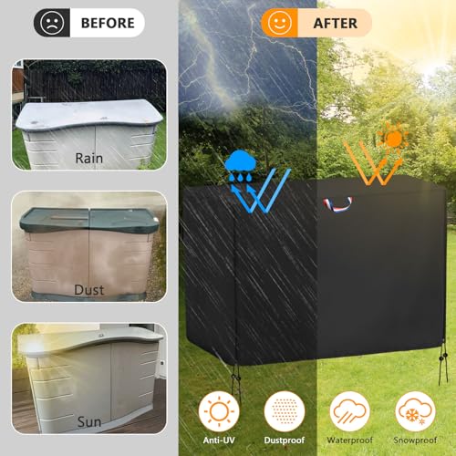 Guisong Outdoor Storage Shed Cover for RubberMaid, Waterproof Rubber Made Outdoor Storage Deck Box Cover 4.5Ft ,Heavy Duty Patio Cabinet Covers for Lawn Furniture, 55.5"W x 29"D x 35"H - Image 5