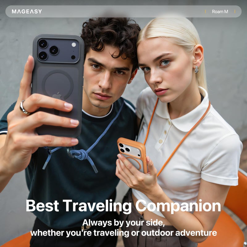 MAGEASY Compatible with iPhone 17 Pro Max 6.9" Case with Crossbody Strap - 16ft Drop Protection, Compatible with MagSafe | Roam M (Midnight) - Image 5