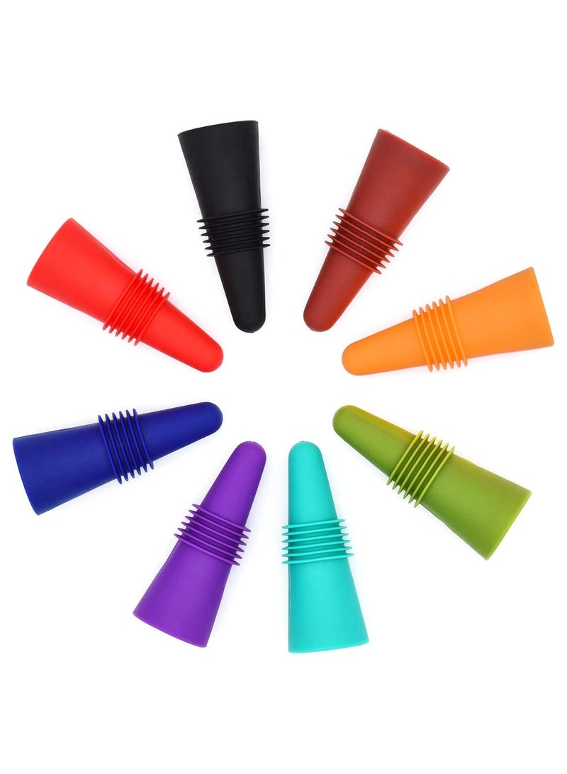 SYOSI Silicone Wine Stoppers Beverage Bottle Sealer Soft Silicone Wine Bottle Stoppers Corks with Grip Top for Keeping Wine Champagne Fresh 8 Pack  - Image 1