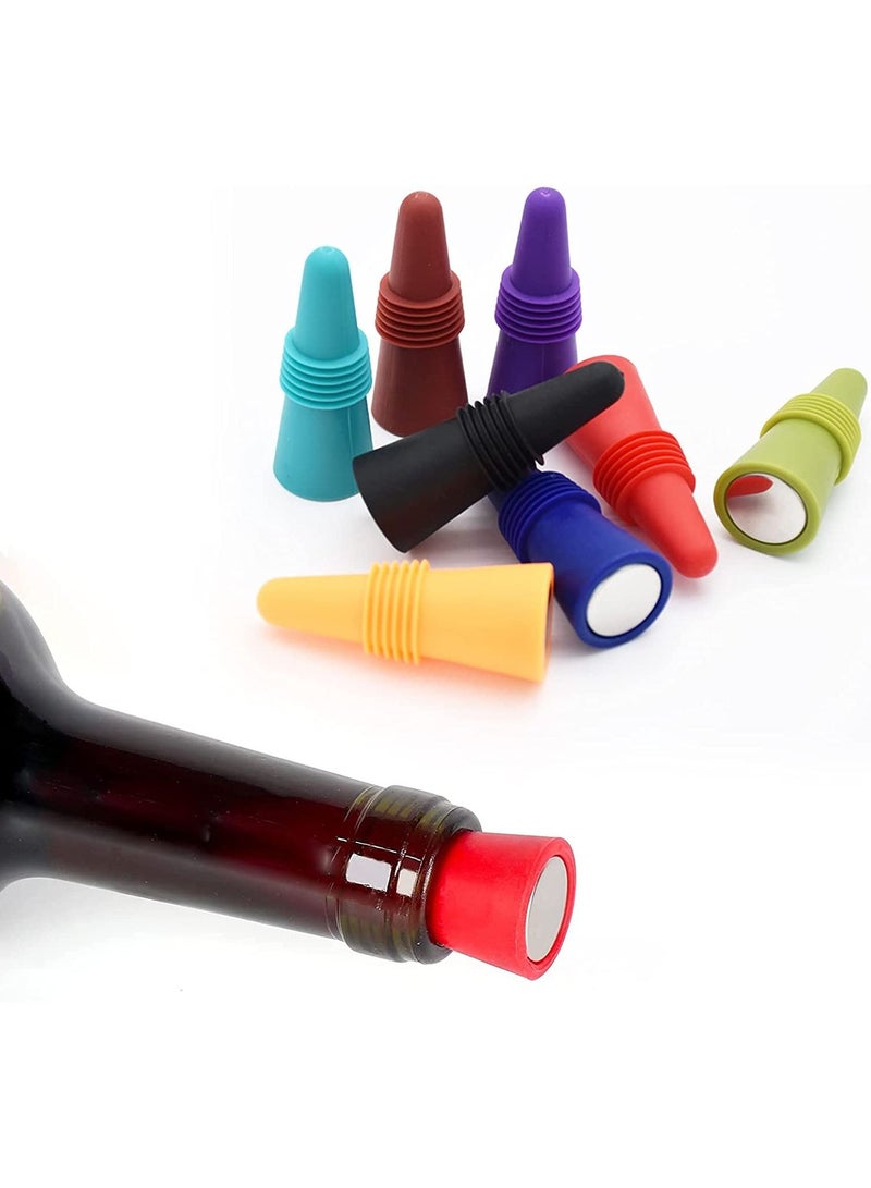 SYOSI Silicone Wine Stoppers Beverage Bottle Sealer Soft Silicone Wine Bottle Stoppers Corks with Grip Top for Keeping Wine Champagne Fresh 8 Pack  - Image 2