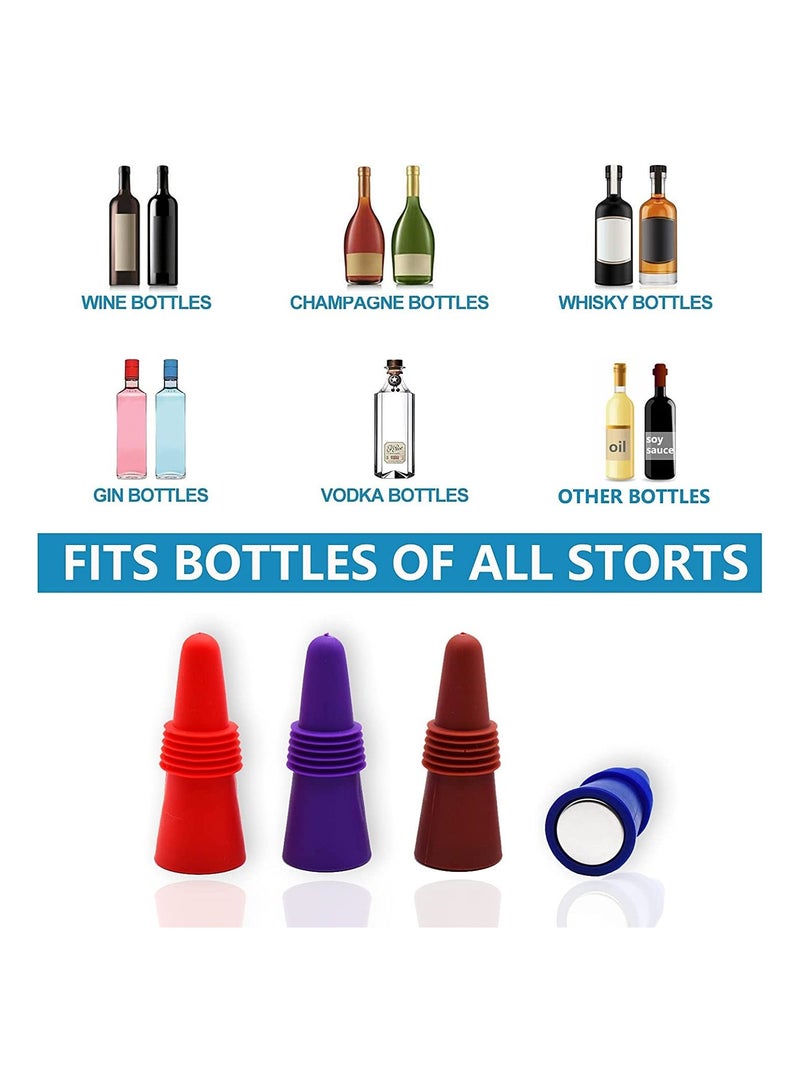 SYOSI Silicone Wine Stoppers Beverage Bottle Sealer Soft Silicone Wine Bottle Stoppers Corks with Grip Top for Keeping Wine Champagne Fresh 8 Pack  - Image 4
