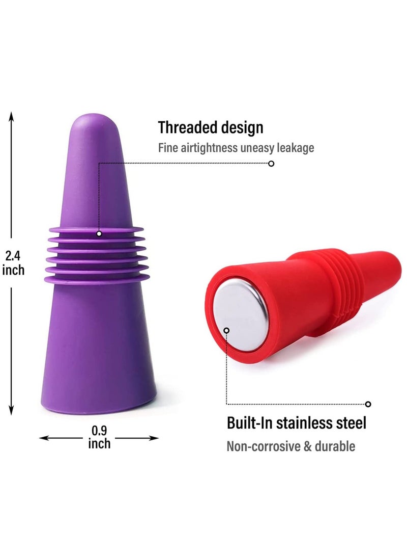 SYOSI Silicone Wine Stoppers Beverage Bottle Sealer Soft Silicone Wine Bottle Stoppers Corks with Grip Top for Keeping Wine Champagne Fresh 8 Pack  - Image 3