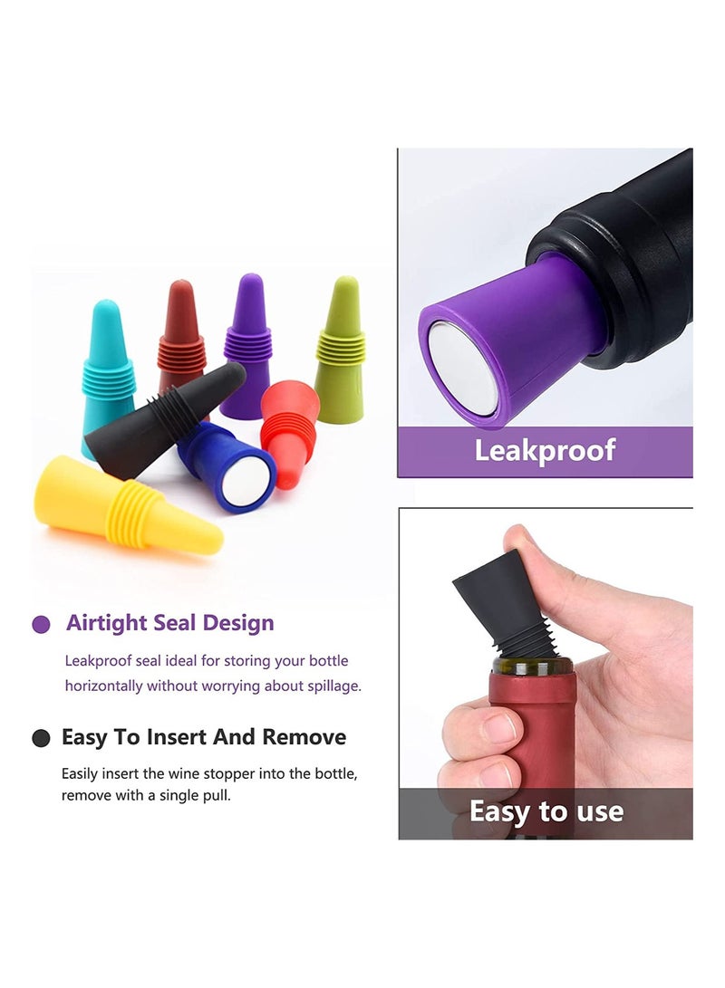 SYOSI Silicone Wine Stoppers Beverage Bottle Sealer Soft Silicone Wine Bottle Stoppers Corks with Grip Top for Keeping Wine Champagne Fresh 8 Pack  - Image 5