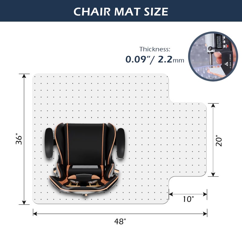 SALLOUS Chair Mat for Carpet, 36" x 48" Office Heavy Duty Chair Mat with Lip, Gaming Chair Mat for Carpeted Floors, Floor Protector Computer Desk Mat for Home Office (Clear, Extended Lip) - Image 2
