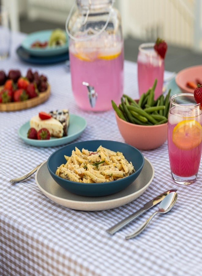 Grow Forward Premium Wheat Straw Pasta Bowls - 30oz Unbreakable Wide & Shallow Dinner Plate Bowls Set of 6 - Microwave Safe Reusable Plastic Pasta Bowls for Kids, Adults, Salad, Camping, RV - Tropical - Image 2