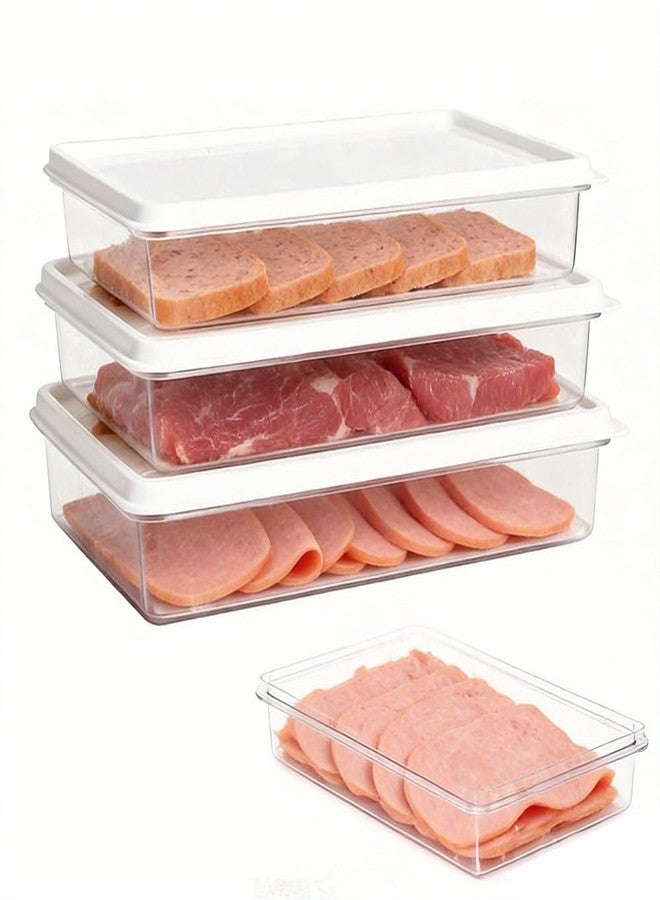 jioko 3pcs Deli Meat Container for Fridge, Stackable Ham and Cheese Storage Container with Lids, Bacon Lunch Meat keeper for Refrigerator, Transparent Cold Cuts Storage Containers, BPA Free - Image 1