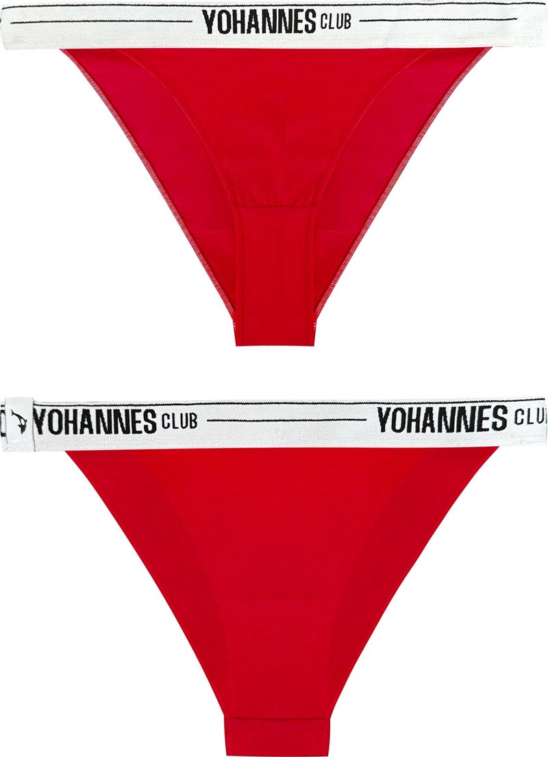 Yohannes Club Yohannesclub, Women, Elastic Band Brazilian Panties, 4-Pack, Red, Claret Red, Navy Blue, Black - Image 2