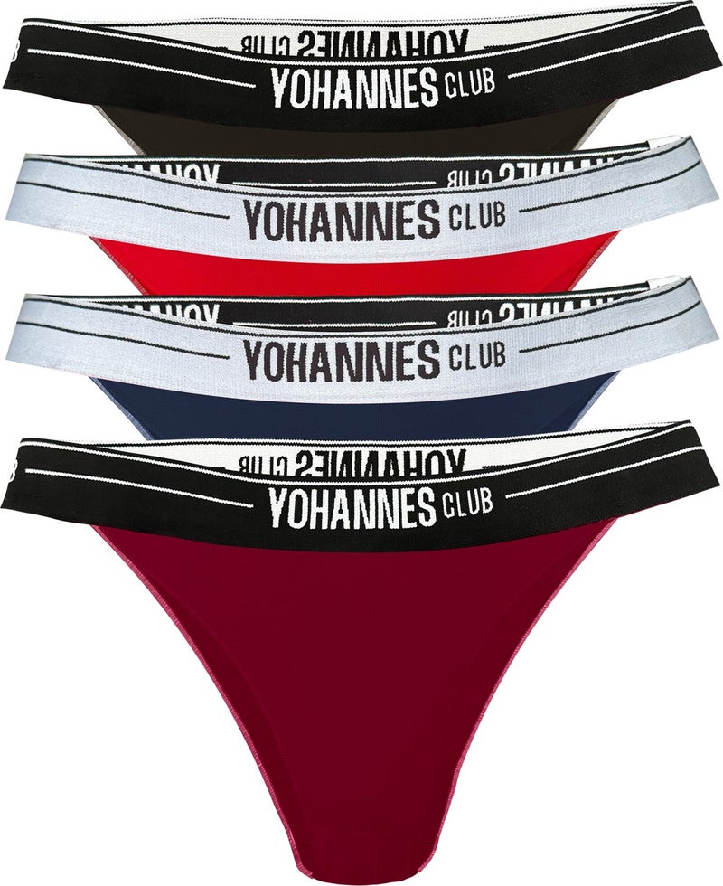 Yohannes Club Yohannesclub, Women, Elastic Band Brazilian Panties, 4-Pack, Red, Claret Red, Navy Blue, Black - Image 1