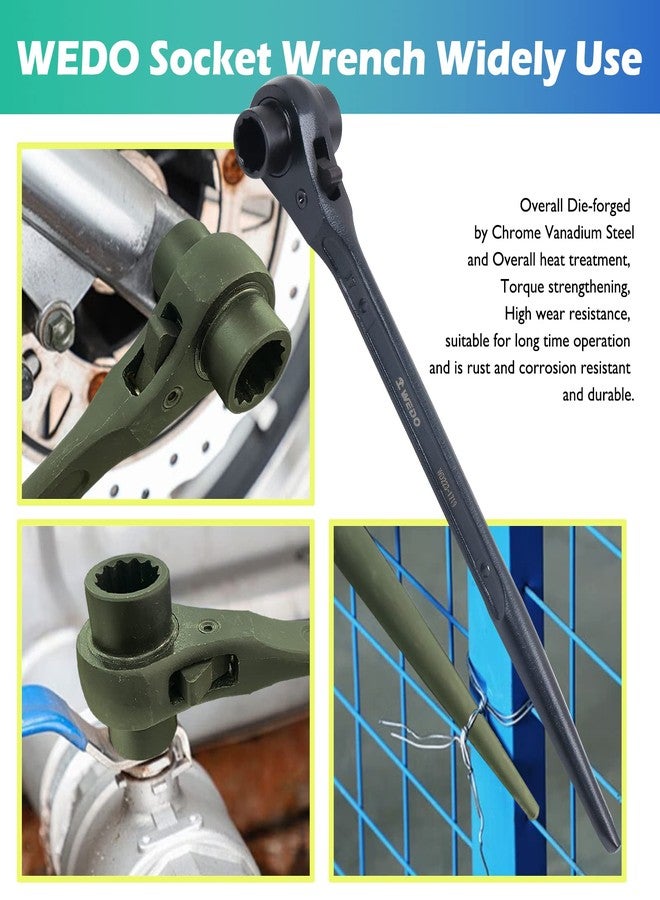 ويدو مفتاح ربط سقاطة WEDO Scaffold Podger، مفتاح ربط مقبس مزدوج الجانب، مفتاح ربط سريع الفك 24 × 27 مم، مفتاح ربط سقاطة بطول 355 مم، Cr-V، مفتاح ربط سقاطة مطروق بالقالب - Image 5