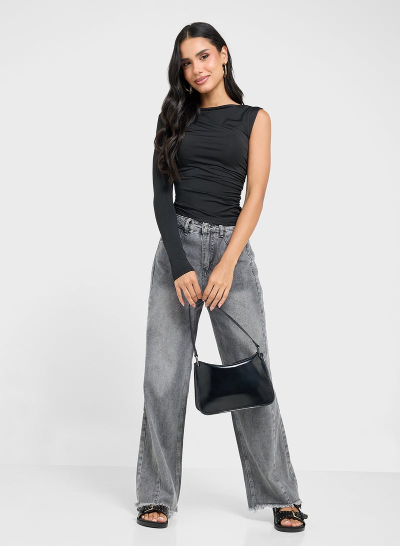 Ginger Drop Shoulder Assymetric Top  - Image 4