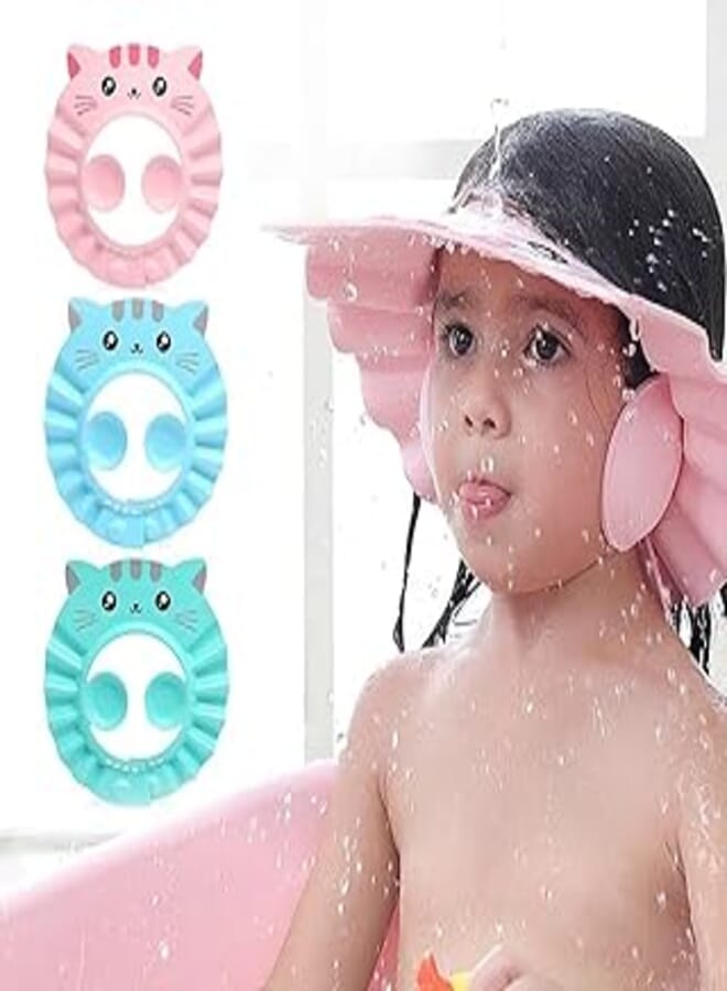 1 Pc Baby Shower Cap Shield Adjustable Shampoo Bath Visor Cap Safe Shower Shampoo Bathing Sun Hat Hair Washing Protector Visor Hat Eye Ear Protection for Infants Toddlers MultiColor 