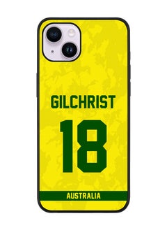 Rugged Black Edge Case iPhone 14 Plus, Slim fit Soft Case Flexible Rubber Edges Thin Cover - Player Name - Adam Gilchrist, Jersey Number- 18