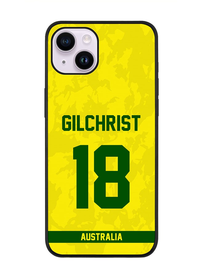 Stylizedd - Rugged Black Edge Case iPhone 14 Plus, Slim fit Soft Case Flexible Rubber Edges Thin Cover - Player Name - Adam Gilchrist, Jersey Number- 18 - Image 1