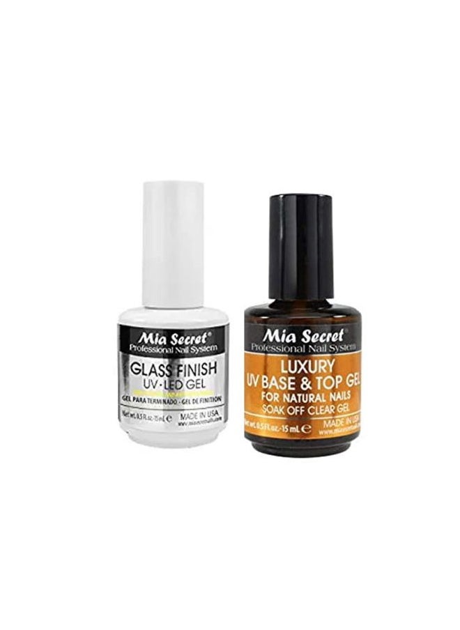 MIA SECRET Glass Finish UV-LED Gel 0.5 oz (FG-6S) Luxury UV Base & Top Gel 0.5 oz (FGN-02)  - Image 2